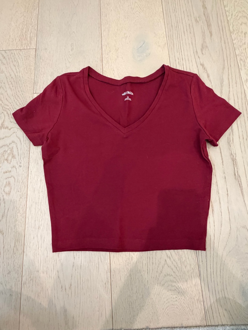 wild fable Burgundy V-Neck Short Sleeve Tee